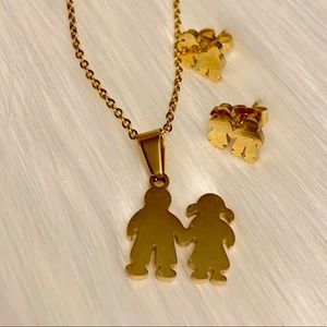 stainless steel Necklace boy and girl & earring